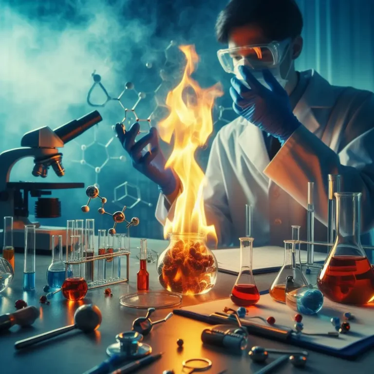 Chemist blending flame retardant chemcial in the lab